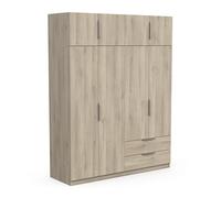 Demeyere Armadio Guardaroba Moderno con 8 Ante e 5 Ripiani a 2 Cassetti, Colore Rovere Kronberg, 157.3 x 51.1 x 203 cm, Legno Ingegnerizzato