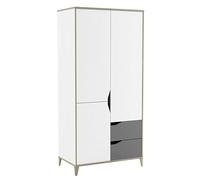 Demeyere Armadio per Bambini Genius nei Colori Bianco Opaco e Grigio Chiaro 185 x 89 x 50 cm, 88,9 x 50.1 x 184.6 cm