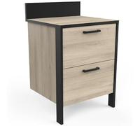 Demeyere Base da Cucina Industriale con Piano di Lavoro a 2 Cassetti, Cucina Completa 'Chili', Colore Rovere Chiaro e Nero Opaco, 64.3 X 60 X 100.6 cm