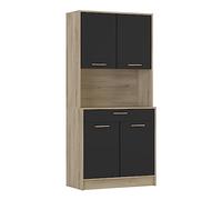 Demeyere Buffet Industriale 4 Ante 1 Cassetto 1 Nicchia Resistente all'Acqua, Legno Chiaro e Colori Nero, 83.3 x 40 x 176.1 cm