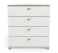 Demeyere Cassettiera con 4 Cassetti, Decorazione in Rovere Kronberg e Bianco Opaco,Stile Contemporaneo, per Camera da Letto, 79.7 x 41.9, Marrone, L 79.7 x P 41.9 x H 85.1 cm