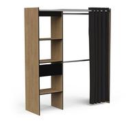 Demeyere CHICAGO Armadio Espandibile con Tenda,Stile Industriale, 4 Nicchie e 1 Cassetto, Appendiabiti, Modulare e Funzionale