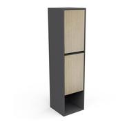 Demeyere Colonna Ante con 2 Ripiano e 1 Nicchia in Legno Eco-Responsabile - Colore Nero Opaco & Rovere Hamilton - Bagno Gamma Line - 30 x 120 x 30 cm