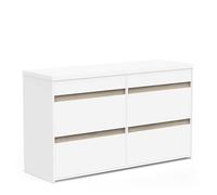 Demeyere Comò 6 Cassetti Moderno con Maniglie Ergonomiche in Legno - Colore Bianco - Camera per Adulti Clyde - 50 x 154,5 x 89,2 cm