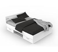 Demeyere Letto Michigan con Contenitore, Bianco Opaco, 140 x 190 cm