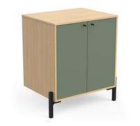 Demeyere Mobile sottolavabo Bagno con scomparti 2 ante impermeabile in legno - Gamma Elisa Made in France - Colore Verde Minerale & Rovere Vincenza - 70 x 78 x 50 cm