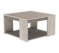 Demeyere Regina S01 Tavolino Portaoggetti, 80 x 80 x 44.2, Rovere Chiaro/Grigio