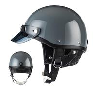 Demi-Jet Mezzi Caschi da Moto per Uomini E Donne, Stile Tedesco Retro Open Face Casco, Ciclomotore Scooter Mezzo Casco per Adulti, ECE Approvato Moto d'Epoca Mezzo