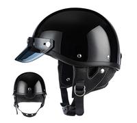 Demi-Jet Mezzi Caschi da Moto per Uomini E Donne, Stile Tedesco Retro Open Face Casco, Ciclomotore Scooter Mezzo Casco per Adulti, ECE Approvato Moto d'Epoca Mezzo