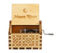 Demiawaking Carillon a Manovella in Legno Vintage Scatola Musicale Intagliato Music Box Ornamento Regalo per Compleanno, Natale, Valentine's Day (Moon River 2)