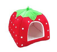 Demiawaking Casa del Cane e Gatto di Animale Domestico Canile Cuccia Morbida (S, Fragola)