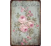 Demiawaking Targa in Metallo Vintage Antiruggine Poster da Parete Fiori Pittura in Ferro Quadri Vintage Targhe Metallo Decorative per Camera da Letto,Soggiorno,Ristorante, Bar 20x30cm (G)