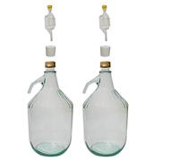 Demijohn 5L (5000ml) con tappo a vite - Airlock, bottiglia di fermentazione Bung Sidro Carboy 1 gallone, vinificazione, stoccaggio - DIAH (2 x 5L Carboy con tappo a vite + Airlock & Bung)