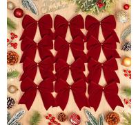 DEMIUKO 12 fiocchi e nastri natalizi in velluto rosso verde albero ornamenti 15,2 cm rustico ghirlanda di Natale fiocchi per confezioni regalo decorazioni vintage per ghirlande fai da te regali