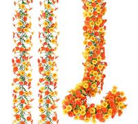 DEMIUKO 2 ghirlande di fiori artificiali autunnali, 1,5 m, fiori finti mattutini autunnali con foglie di eucalipto, resistenti ai raggi UV, decorazione floreale per casa, giardino, feste