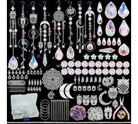 DEMIUKO 410 Pezzi Acchiappasole Cristallo DIY Kit Suncatcher Fai Da Te Acchiappasole da Appendere Pendenti Campanelli a Vento Prismi Cristallo Decorazione da Casa Giardino Finestra Ornamento (Gufo)