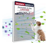 Demiwise Filtro dell'aria elettrostatico 18 x 30 x 1, 8 fasi lavabile in alluminio AC/HVAC, filtro dell'aria permanente riutilizzabile, dura una vita, facile da installare (dimensioni effettive: 17,76
