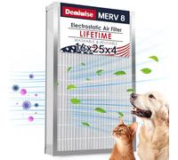 Demiwise Filtro dell'aria elettrostatico lavabile 16 x 25 x 4, MERV 8 in alluminio AC/HVAC, filtro dell'aria permanente riutilizzabile, dura una vita, aumenta il flusso d'aria (dimensioni effettive