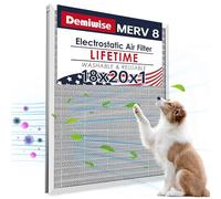 Demiwise MERV 8 Filtro dell'aria elettrostatico 18 x 20 x 1, ricambio riutilizzabile in alluminio AC/HVAC, filtro dell'aria permanente lavabile, facile da pulire, aumenta il flusso d'aria (dimensioni