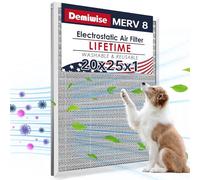 Demiwise MERV 8 Filtro dell'aria elettrostatico 20 x 25 x 1, ricambio per forno AC/HVAC in alluminio lavabile, filtro dell'aria permanente riutilizzabile, dura una vita, facile da pulire (dimensioni