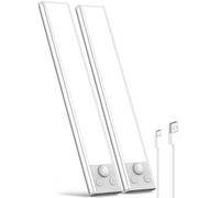 Demkia Lampada a LED ricaricabile da cucina Reglette, USB Wireless Lampada Sensore di Movimento Indoor 3 Colori Dimmerabile Armadio Illuminazione Magnetica Lampada da Armadio per Scala Dressing, 2
