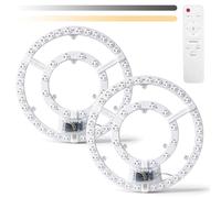 Demlaka Set di 2 kit di conversione LED 48W - Modulo LED per plafoniera con 3 temperature di colore commutabili, telecomando, dimmer progressivo, modulo ad anello LED, diametro 27 cm