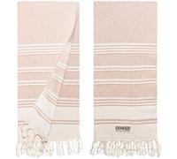 DEMMEX Asciugamani in cotone turco certificato biologico e OEKO-TEX, set di 2, ad asciugatura rapida, assorbenti per bagno, cucina, viaggi, morbida trama diamantata, prelavati, 46 x 92 cm (beige)