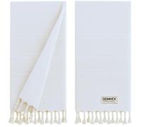 DEMMEX Asciugamani in cotone turco certificato biologico e OEKO-TEX, set di 2, ad asciugatura rapida, assorbenti per bagno, cucina, viaggi, morbida trama diamantata, prelavati, 46 x 92 cm (bianco