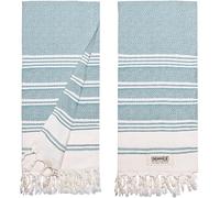 DEMMEX Asciugamani turchi biologici per bagno, 100% cotone turco certificato Oeko-TEX, ad asciugatura rapida, leggeri da cucina e da viaggio, motivo a diamante, misura grande, 45 x 91 cm, set da 2
