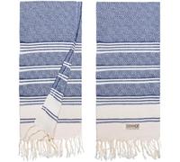 DEMMEX Asciugamani turchi biologici per bagno, 100% cotone turco certificato Oeko-TEX, ad asciugatura rapida, leggeri, da cucina e da viaggio, motivo a diamante, misura grande, 45,7 x 91,7 cm, set da