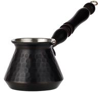 DEMMEX Caffettiera turca greca araba in rame martellato, per 3 persone, con manico in legno e cucchiaio in legno, per 3 persone (rame antico)