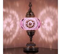DEMMEX Lampada da tavolo a mosaico a batteria con lampadina a LED incorporata, lampada da tavolo a mosaico turco marocchino, lampada da notte con accento sul comodino, fatta a mano