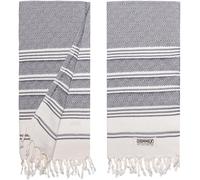 DEMMEX Set di 2 asciugamani turchi, 100% cotone biologico certificato, per mani, viso, capelli, bagno, palestra, strofinaccio, strofinaccio, prelavati, nappe con doppia legatura, 45,7 x 91,7 cm