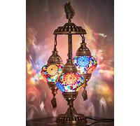 DEMMEX Splendido paralume turco marocchino bohémien a 3 globi da tavolo o comodino da notte, 53,3 cm (multicolore)