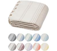 DEMMEX Telo Hammam Peshtemal in Cotone Turco Organico - Asciugatura Rapida, Leggero e Compatto, Anti-Sabbia, Telo Mare e Bagno, 180x90 cm (Beige)