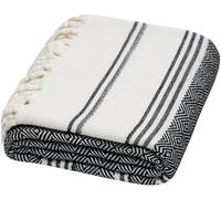 DEMMEX Telo Hammam Peshtemal in Cotone Turco Organico - Asciugatura Rapida, Leggero e Compatto, Anti-Sabbia, Telo Mare e Bagno, 180x90 cm (Nero)