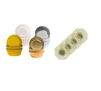 Demmler Cioccolatini - Pirottini per cioccolatini, colori assortiti, bianco, argento e oro, set da 4 pezzi - 500 pezzi - Dimensioni: 2,6 x 1,6 cm - inclusi 4 centrini dorati - Made in Germany