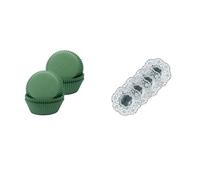 Demmler Set di 2 pirottini in giada (verde) per cupcakes, 5 x 5 x 2,5 cm, 120 pezzi, inclusi 4 sottobicchieri argentati, made in Germany