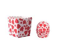 Demmler Set di 2 pirottini per muffin (60 pezzi) e mini scatola per snack (12 pezzi) - tema: cuori - totale 72 pezzi - Made in Germany