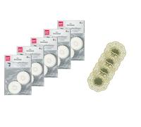 Demmler Set di 5 anelli contagocce - per intercettare le gocce che cadono - Colore: Bianco - Totale 150 pezzi - Inclusi 4 centrini dorati - Made in Germany