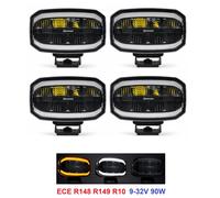 Demmon 4X Faro Spot LED Dinamico DRL Bianco Ambra 10" 12V 24V E-Mark HAL720