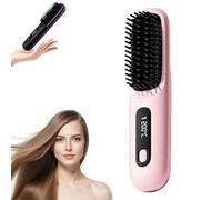 DemmyLab Spazzola Lisciante Piastra per Capelli Spazzola Lisciante in Ceramica con Display LCD, Senza Fili, 3 Temperature 160°C - 200°C per Capelli Lisci, Ricci e Mossi