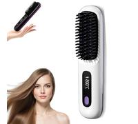 DemmyLab Spazzola Lisciante Piastra per Capelli Spazzola Lisciante in Ceramica con Display LCD, Senza Fili, 3 Temperature 160°C - 200°C per Capelli Lisci, Ricci e Mossi