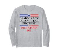 Democracy Doesn't Fear Protest Dictators Do No Kings America Maglia a Manica