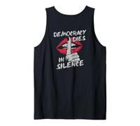 Democrazia Muore in Silenzio Attivista Protesta Grunge Labbra Canotta