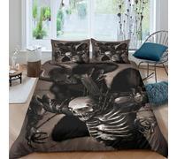 Demon creatureSet Di Copripiumino microfibra 3 pezzi motivo 3D con cerniera Dark fantasy art style copripiumino con federe soffice ultra morbido for coppie King（220x240cm）