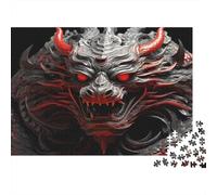 Demon Head-Fantasy Creature Art Jigsaw Puzzle for Adults A Red Demon Head with Horns Fun Present & Activity for Home Wall Decor 38x26cm/1000pcs