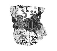 Demon Mysterious Symbols And Devil Skull Black 26X30Cm Antiscivolo Passamontagna Elastico Bandana per Pesca Yoga Estivo