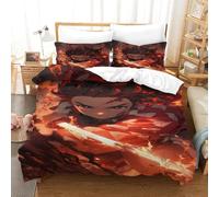 Demon Slayer 3D Stampa Digitale Kimetsu No Yaiba Copripiumino 3 Pezzi Set Copripiumino Set Di Biancheria Da Letto Con Cerniera Microfibra Morbido E Federe Per Bambini Single(140x200cm)