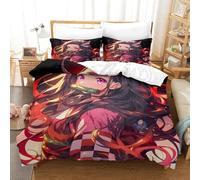 Demon Slayer Copripiumino 3 Pezzi 3D Stampa Digitale Kimetsu No Yaiba Set Copripiumino Con Cerniera Set Di Biancheria Da Letto Microfibra Morbido E Federe Per Bambini King(220x240cm)
